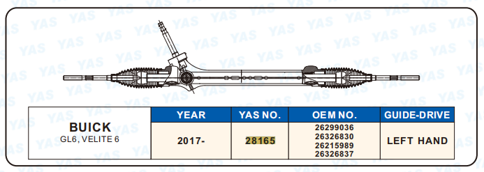 28165 Hydraulic Steering Rack /Steering Gear BUICK GL6, VELITE 6