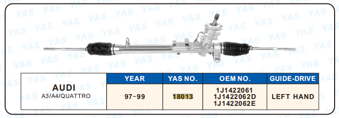 18013 Hydraulic Steering Rack /Steering Gear AUDI A3/A4/QUATTRO