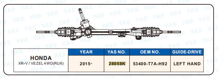 28058K Hydraulic Steering Rack /Steering Gear HONDA XR-V/VEZEL 4WD(RU6)