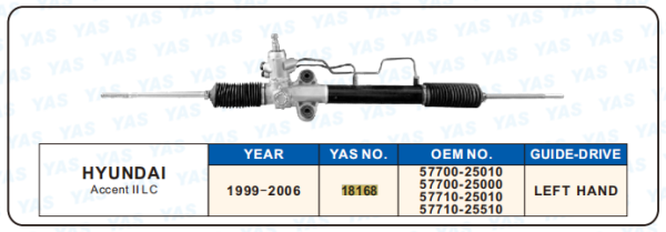 18168  Hydraulic Steering Rack /Steering Gear HYUNDAI Accent ll LC