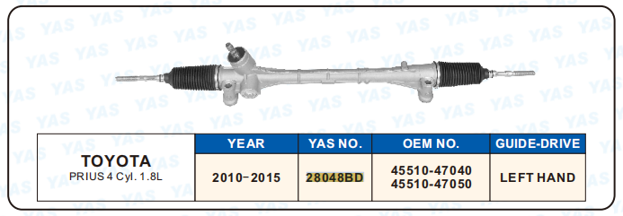 28048BD Hydraulic Steering Rack /Steering Gear TOYOTA PRIUS 4 Cyl. 1.8L