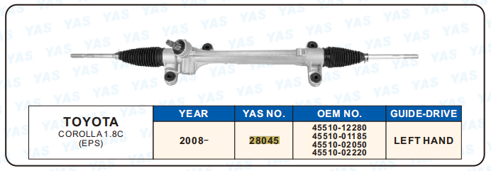 28045  Hydraulic Steering Rack /Steering Gear TOYOTA COROLLA 1.8C(EPS)