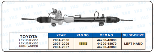 18112  Hydraulic Steering Rack /Steering Gear TOYOTA LEXUS RX330 LEXUS RX350 HIGHLANDER