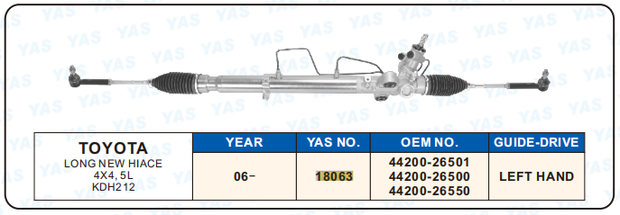 18063  Hydraulic Steering Rack /Steering Gear TOYOTA LONG NEW HIACE 4X4,5L KDH212