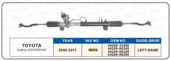 18113 Hydraulic Steering Rack /Steering Gear TOYOTA Camry ACV/GSV40