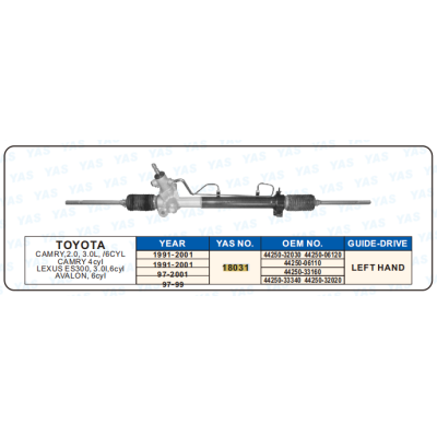 18031  Hydraulic Steering Rack /Steering Gear TOYOTA CAMRY,2.0,3.0L,/6CYL CAMRY 4 cyl LEXUS ES300,3.0l,6cyl AVALON,6cyl