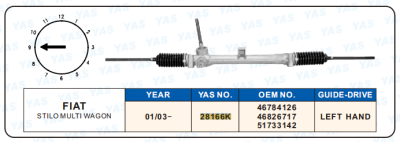 28166K  Hydraulic Steering Gear/ steering rack for STILO MULTI WAGON 46784126, 46826717,51733142