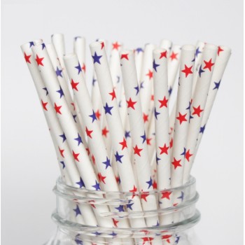 6mm Wholesale party party paper drink hard straw two-color five-pointed star Paper Straw