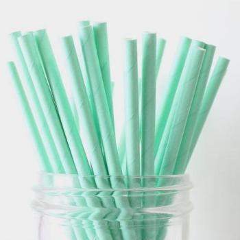 6mm Spuntree Solid color Degradable mint green Paper Straw