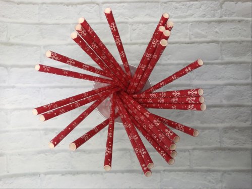 6 * 197mmの熱い販売の祝祭の多彩で使い捨て可能で便利なクリスマスの赤いスノーフレークのペーパーストロー