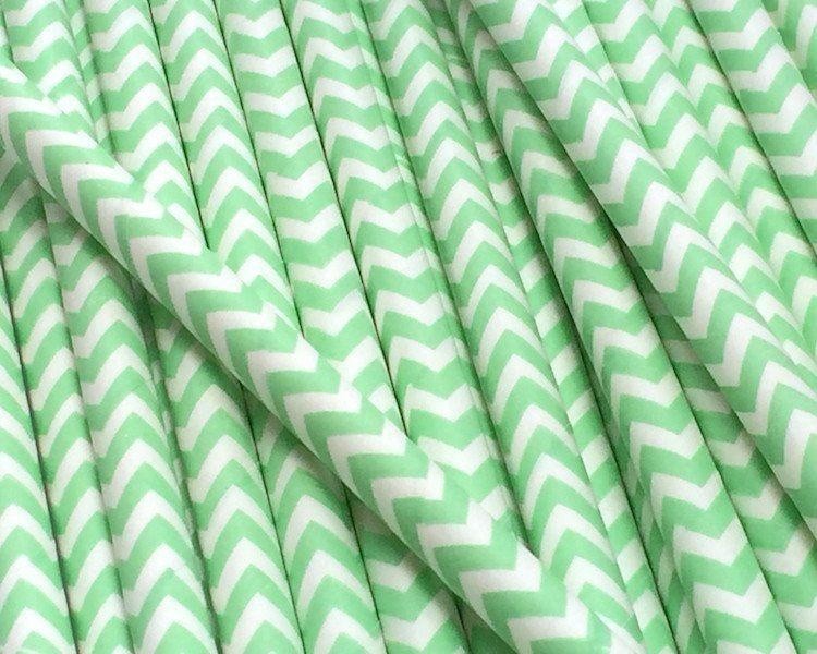 6mm Degradable mint green chevron striped Paper Straw