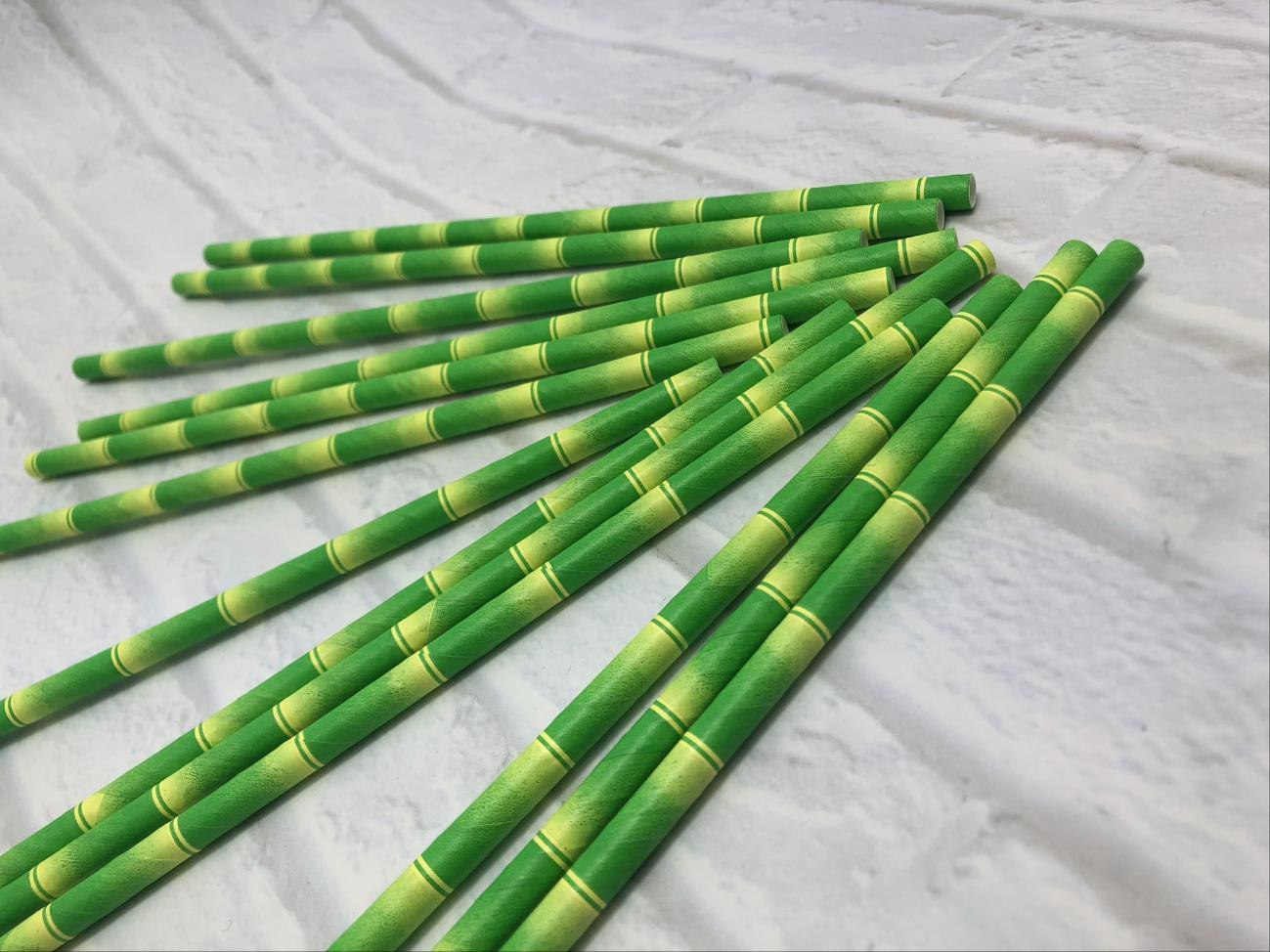 6mmの緑の竹の紙のわら
