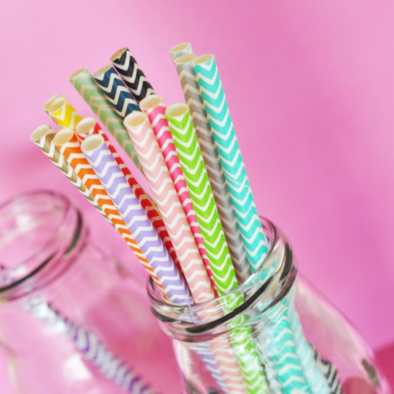 6mm Degradable chevron striped Paper Straw