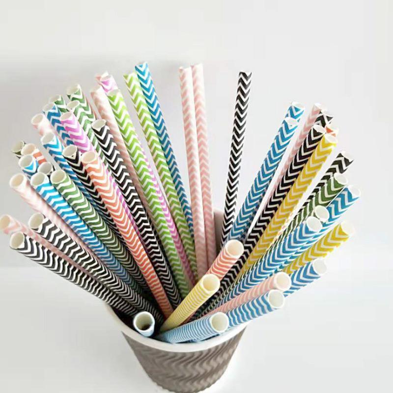 6mm Degradable chevron striped Paper Straw