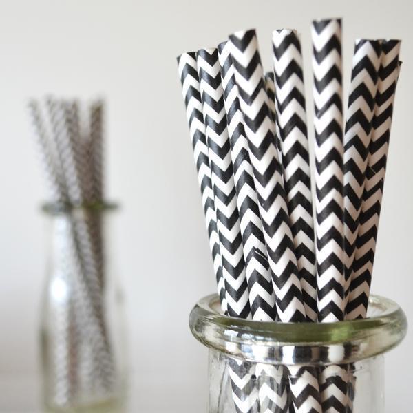 6mm Degradable black chevron striped Paper Straw of SPUNTREE