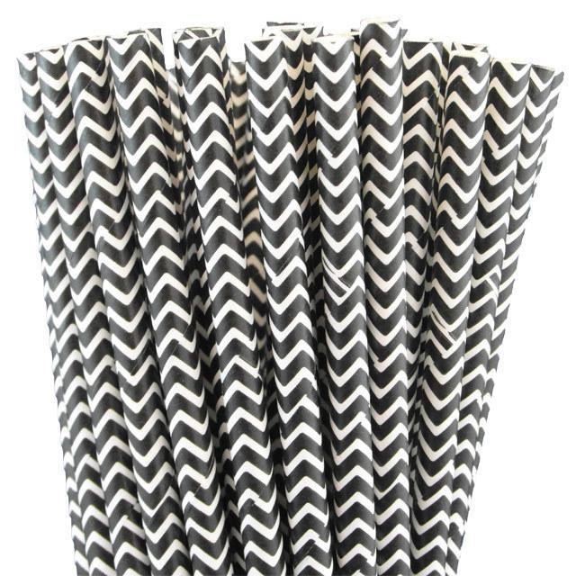 6mm Degradable black chevron striped Paper Straw of SPUNTREE