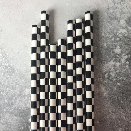 6mm Degradable black checkered Paper Straw