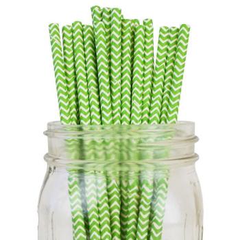 6mm Factory manufacture custom, cocktail disposable  green chevron striped Paper Straw