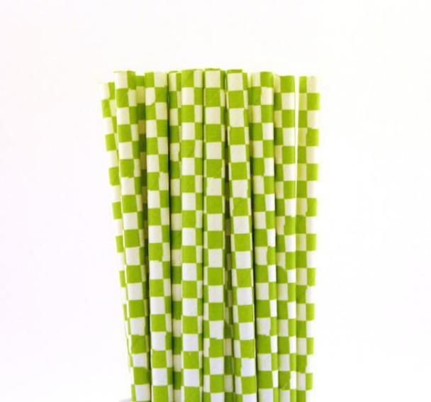 6mm Degradable green checkered Paper Straw