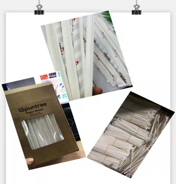 customized package 6mm Degradable white with blue heart Paper Straw