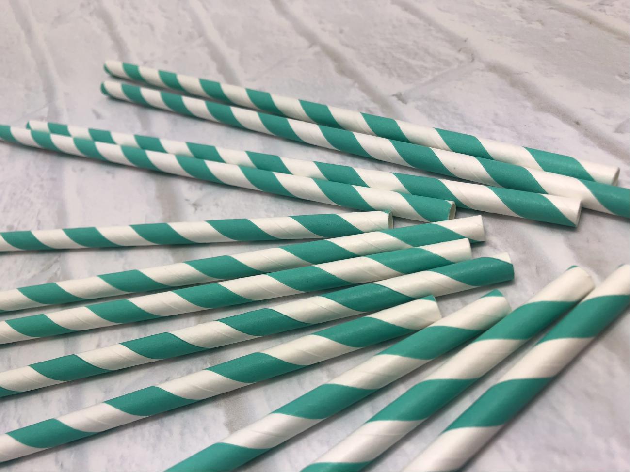 6mm Light green stripes Paper Straw