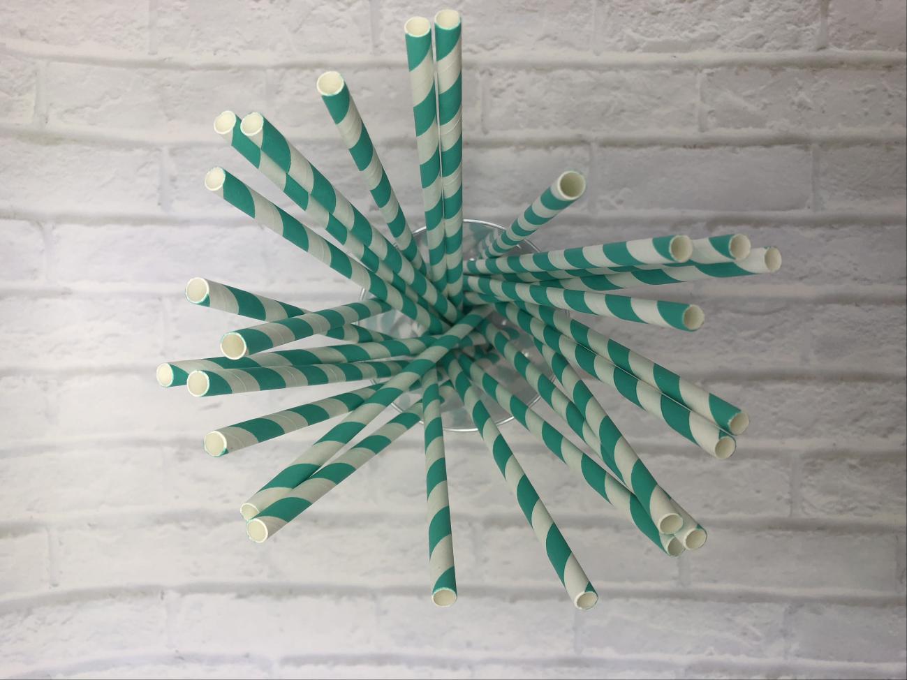 6mm Light green stripes Paper Straw