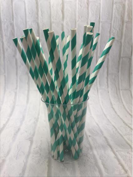 6mm Light green stripes Paper Straw