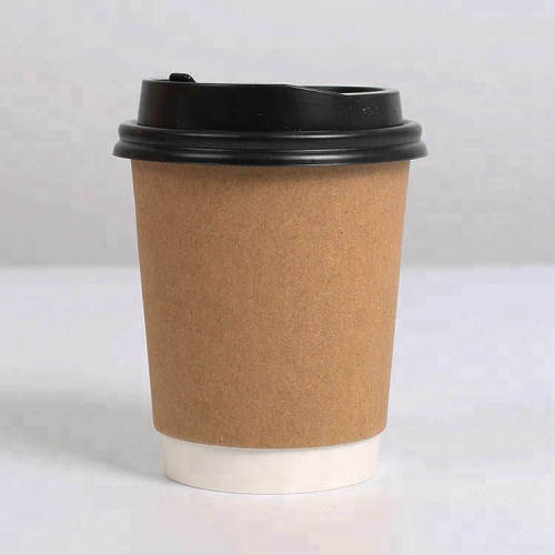 プラスチック蓋スリーブ付き高品質使い捨てコーヒー紙コップ