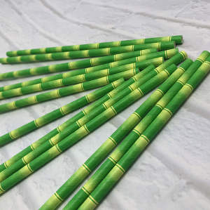 Spuntree disposable creative environmentally friendly Green Bamboo Paper Straws