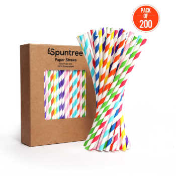 6mm Spuntree Custom Colorful Disposable Wholesale Drink Biodegradable  stripe paper straws