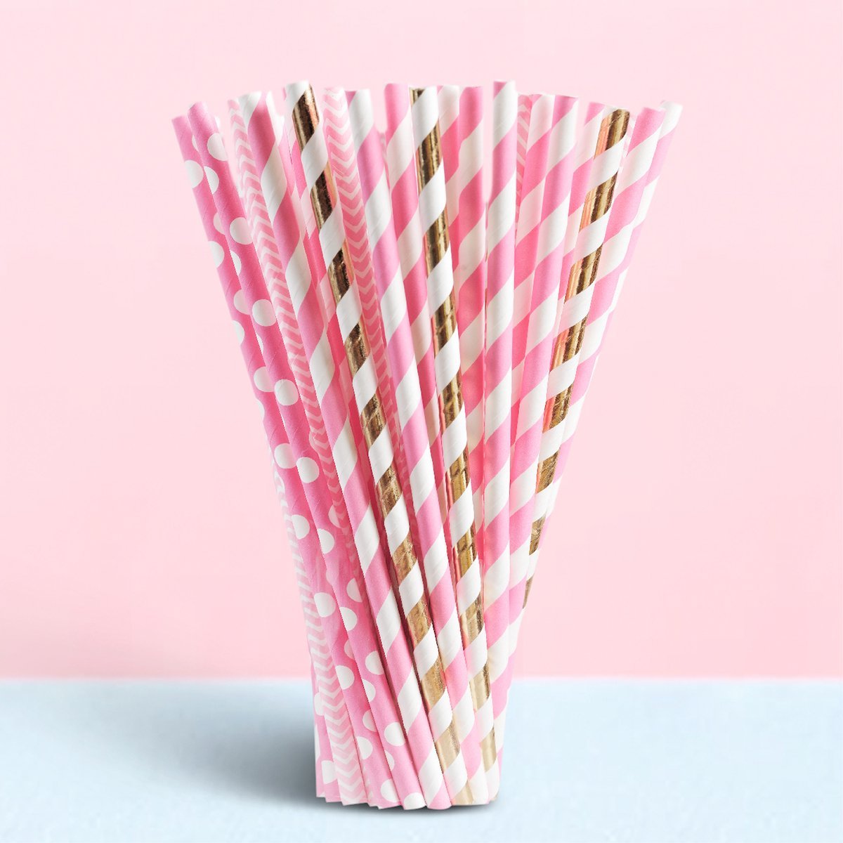pink paper straw