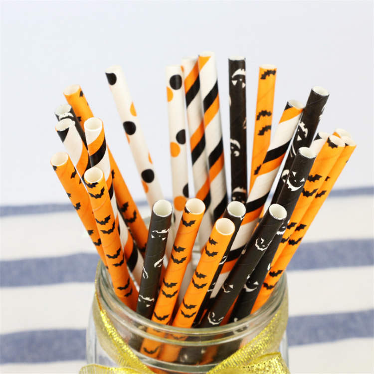 6mm Orange dot Paper Straw