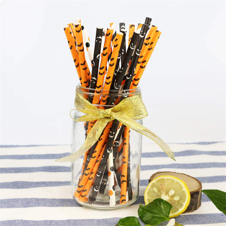 6mm Orange dot Paper Straw