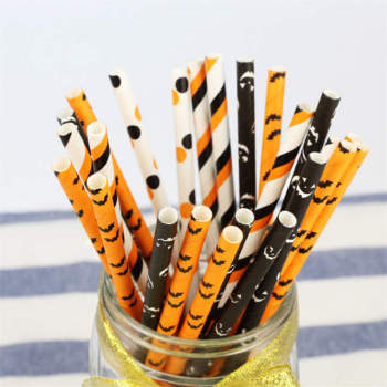 6mm Hot Sale Eco-friendly Party Supplies Fancy Customized  Halloween Paper Straw for Hot Drinks