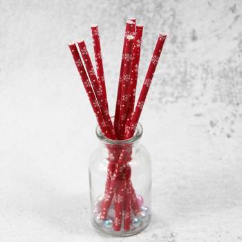 6*197mm hot sale  festival colorful Disposable  convenient Christmas red snowflake Paper Straw