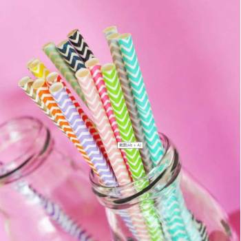 6mm Spuntree Hot sale biodegradable bar thick paper straw  Degradable chevron striped Paper Straw