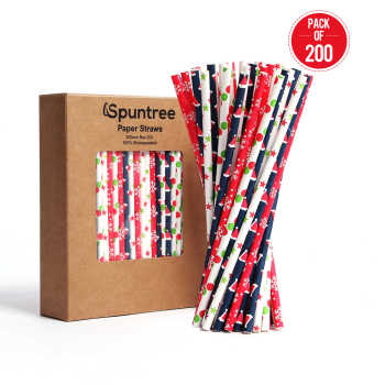 Christmas Decoration Paper drinking Straws For kids and shops