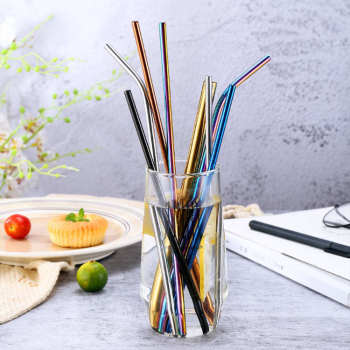 Reusable Stainless Steel Drinking Straws with Cleaning Brush