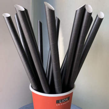 Beverage boba milk tea pointed black paper drinking straws