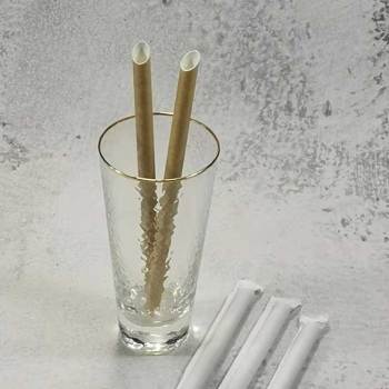 Biodegradable Bubble Tea Straw One Side Sharp Paper Drinking Straws