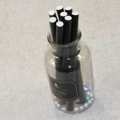 Factory direct supply disposable 12mm black paper drinking straws