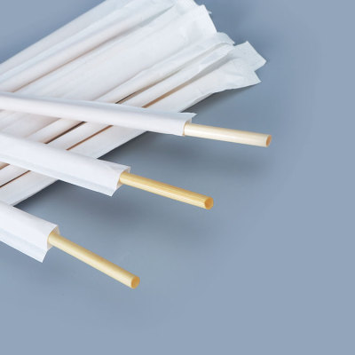 Recycled individually wrapped biodegradable wheat drinking straws