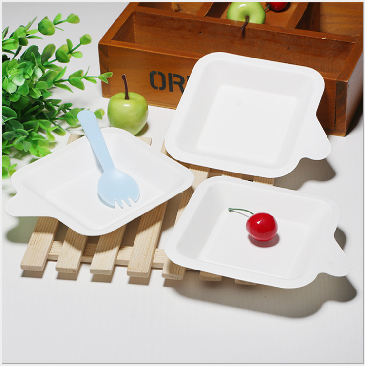 square Sugar cane pulp biodegradable plate