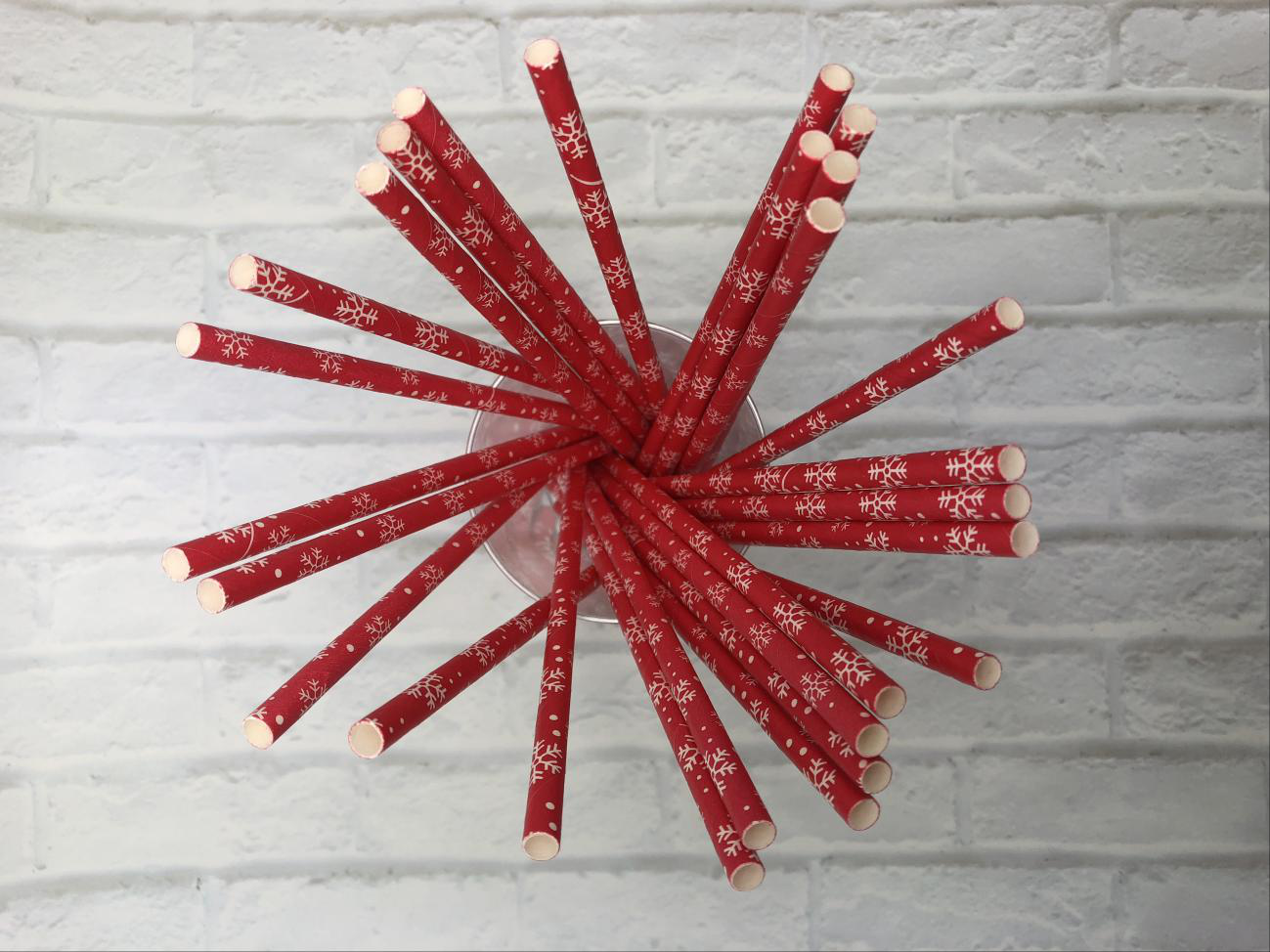 6mm Christmas red snowflake Paper Straw
