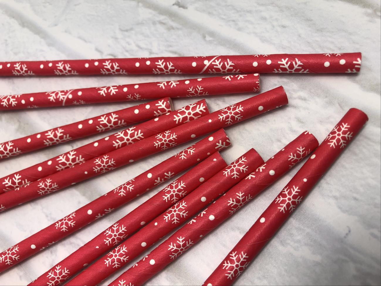 6mm Christmas red snowflake Paper Straw