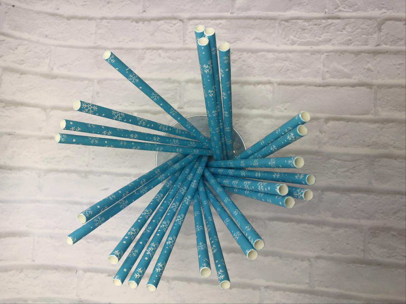 6mm Blue snowflake Paper Straw