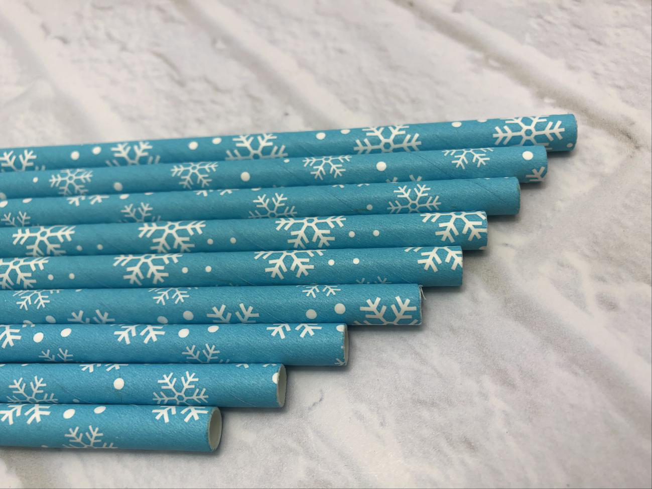 6mm Blue snowflake Paper Straw