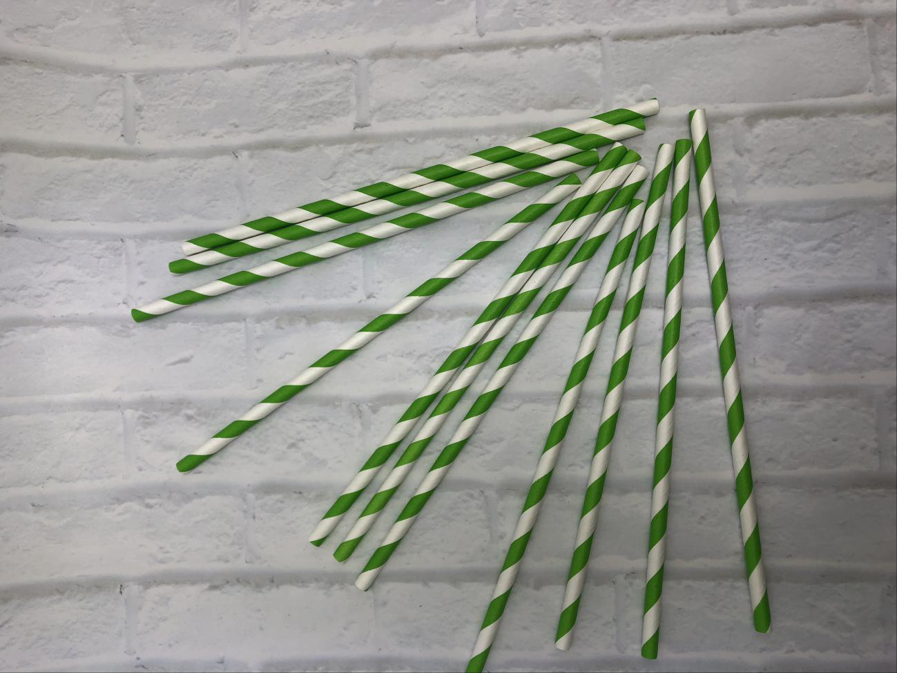 8mm green stripes Paper Straw