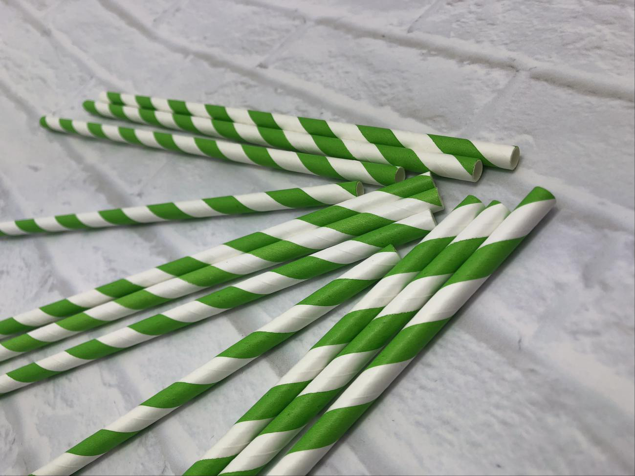 8mm green stripes Paper Straw