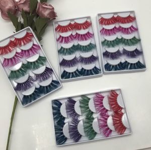 Christmas real mink fur eyelash private label colorful mink eyelashes strip eyelash with personalized packaging for eyes makeup